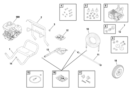 Main Unit (80014708) Diagram and Parts List for 020463-02  Briggs and Stratton Pressure Washer